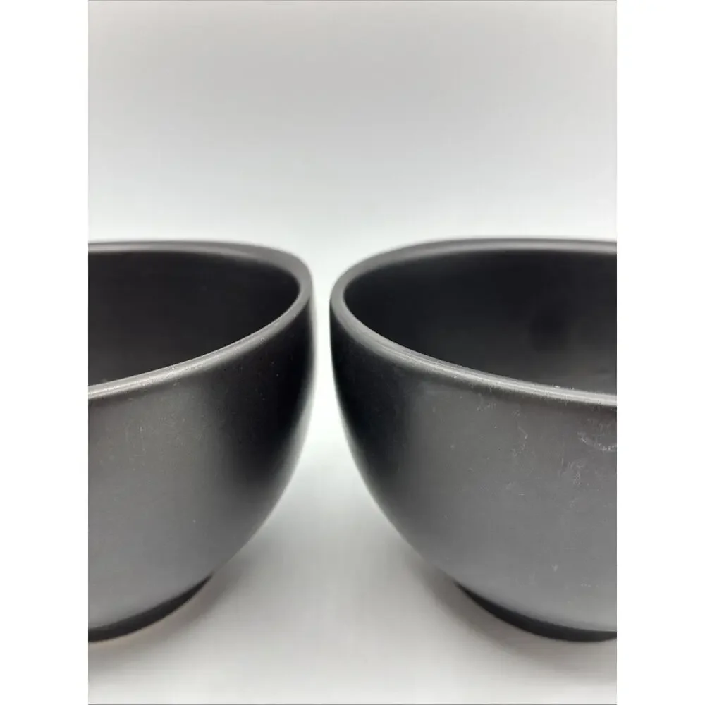 Pier 1 Modern Ebony Coupe Cereal Bowls Discontinued Made In Brazil Solid Black